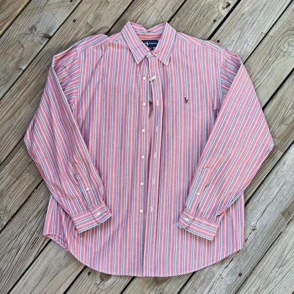 Ralph Lauren Other - Ralph Lauren Men's Red And Blue Striped Classic Fit Button Down Size XL